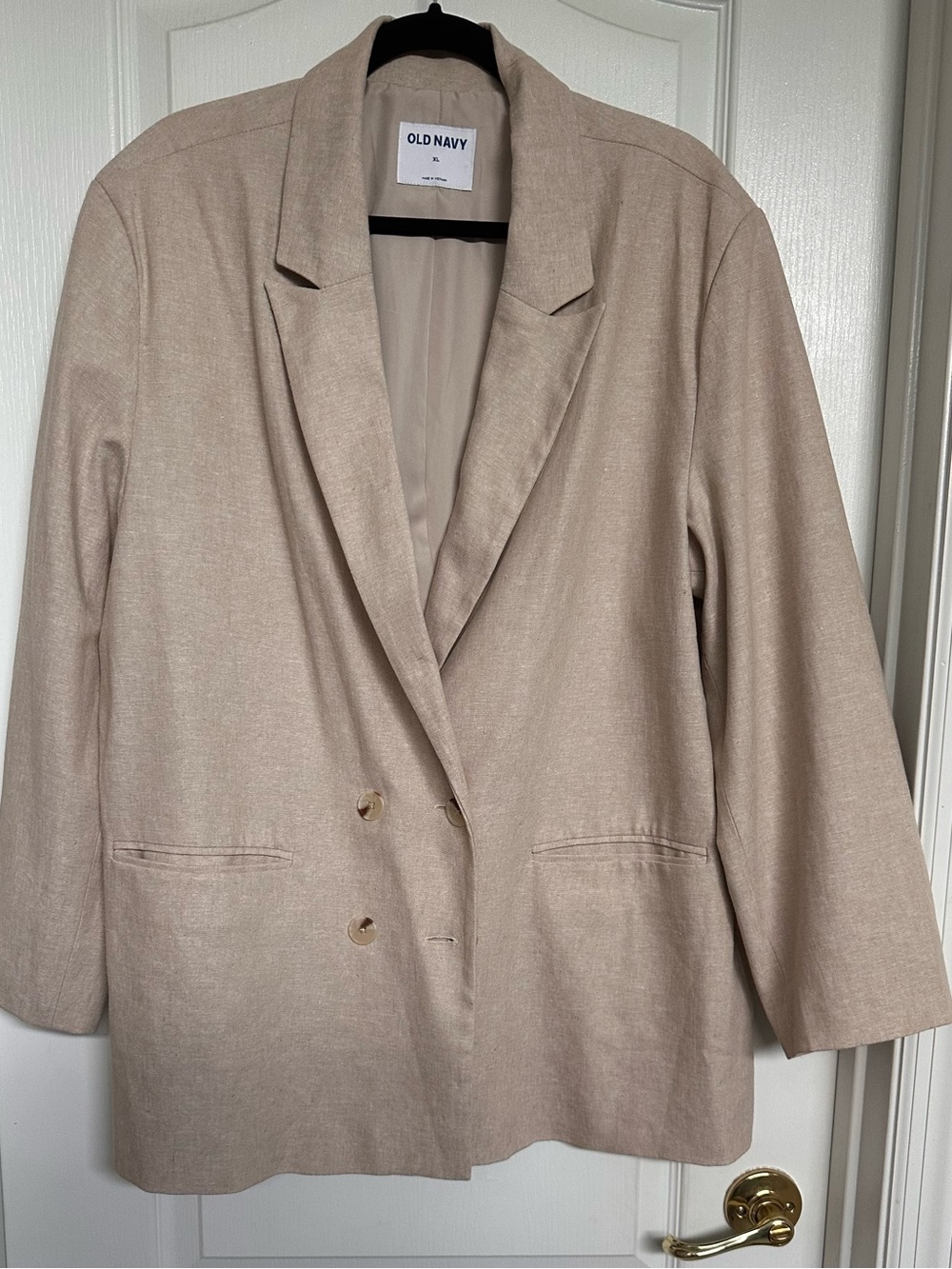 Old Navy Neutral Beige Double-Breasted Blazer